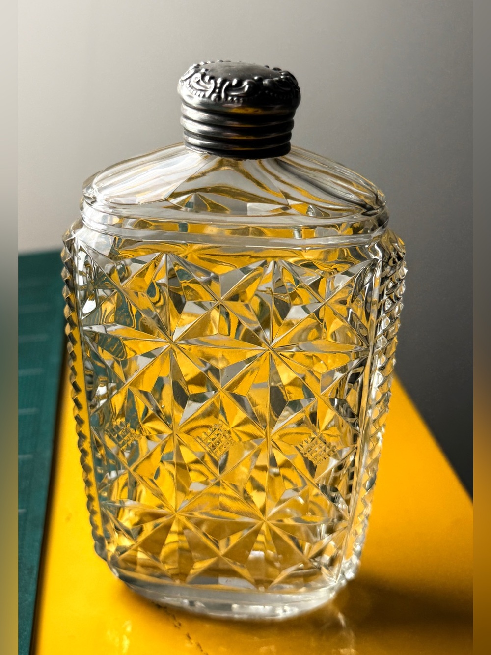Antique Sterling Silver & Brilliant-Cut Glass Flask